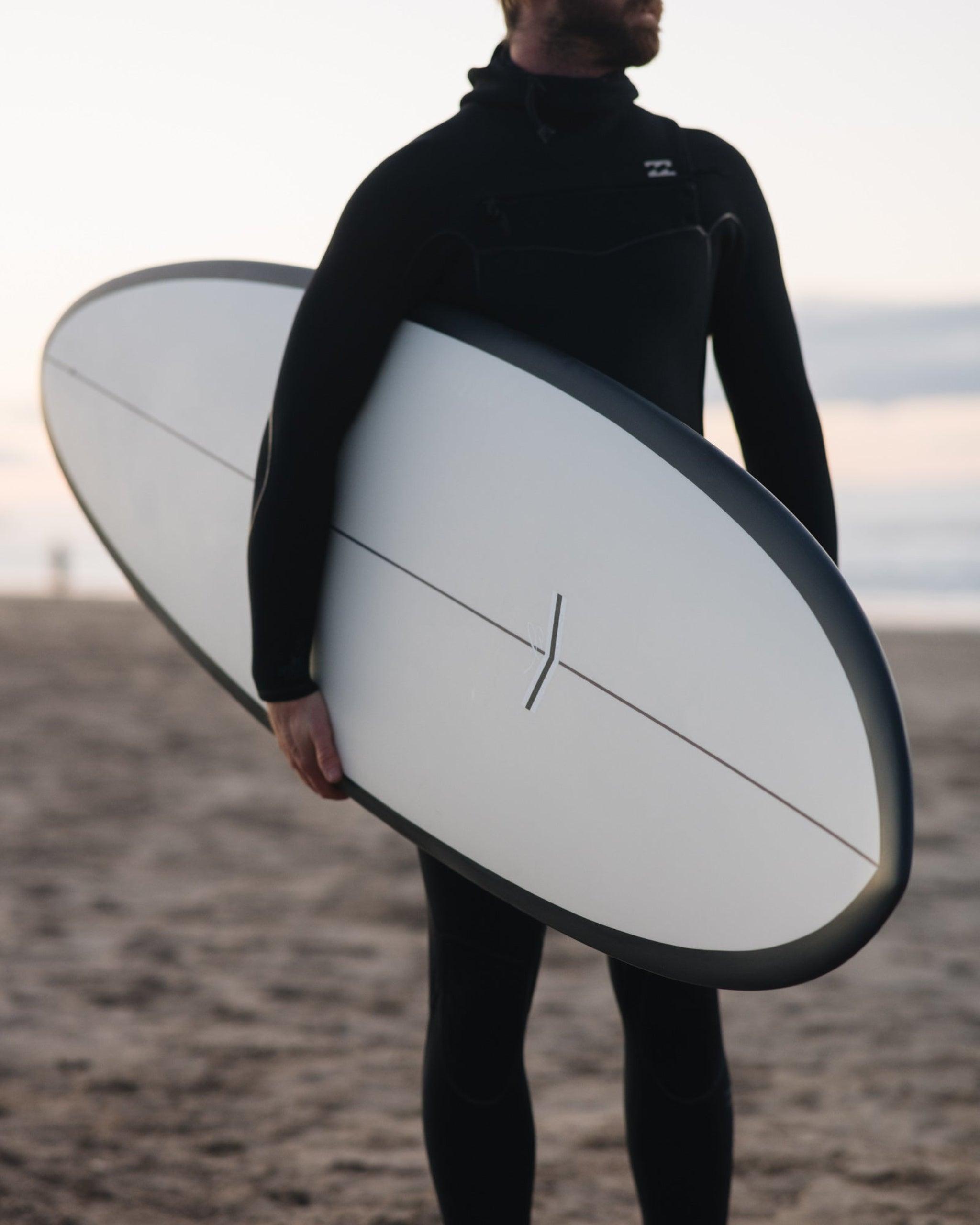 Thunderbolt Surfboards - CJ Nelson - Outlier X 6ft 9 Surfboard - White / Carbon Rail - FCS 2 - Thunderbolt black - SUB6 Surf Store - Surf School - Lifeguard Courses