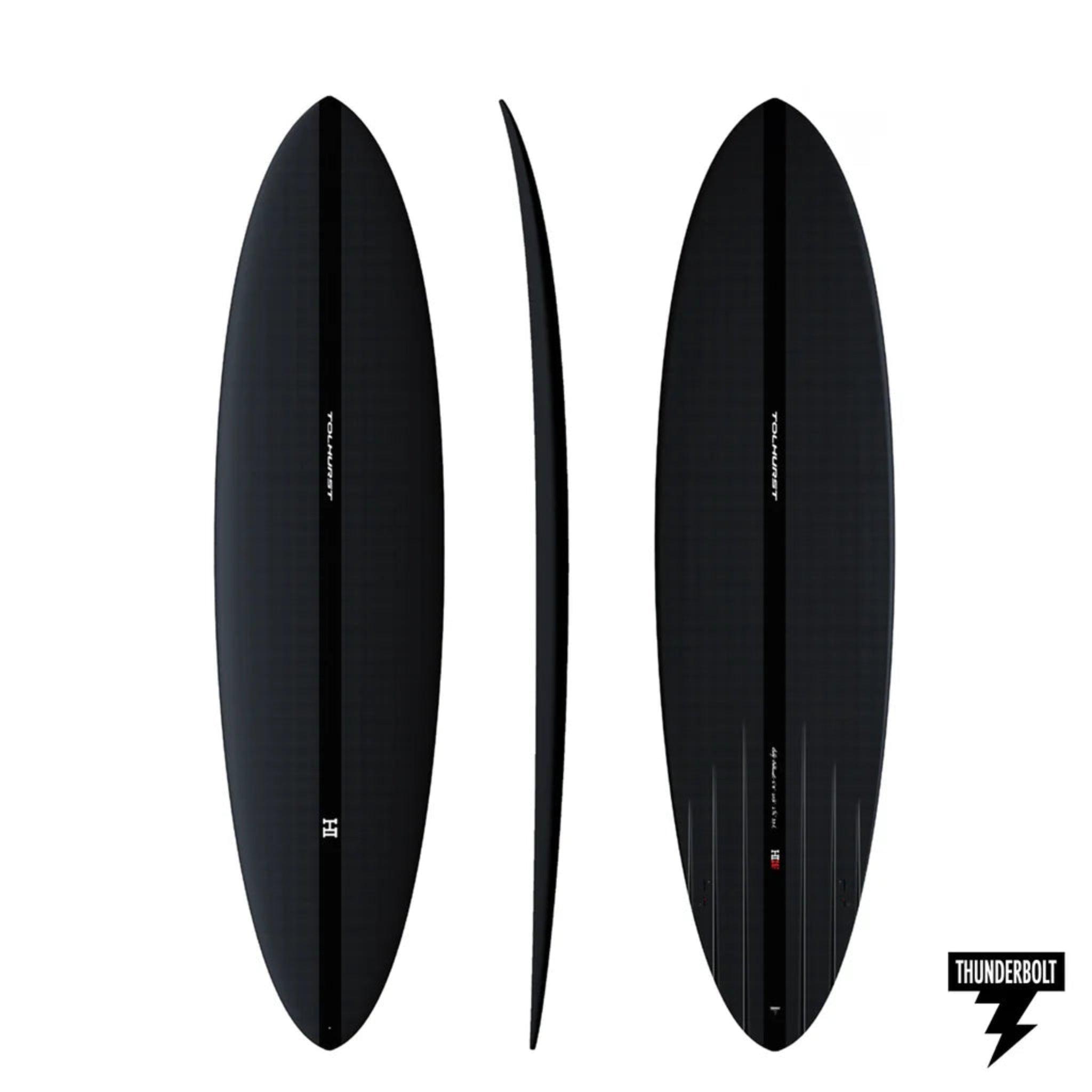 Harley Ingleby Thunderbolt black - Mid 6 Mini Twin Surfboard 6ft 10 - Full Carbon - FCS 2 - SUB6 Surf Store - Surf School - Lifeguard Courses