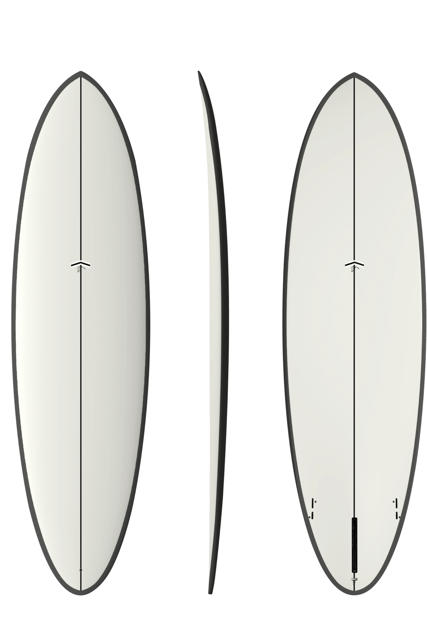 Thunderbolt Surfboards - CJ Nelson - Outlier X 6ft 9 Surfboard - White / Carbon Rail - FCS 2 - Thunderbolt black - SUB6 Surf Store - Surf School - Lifeguard Courses