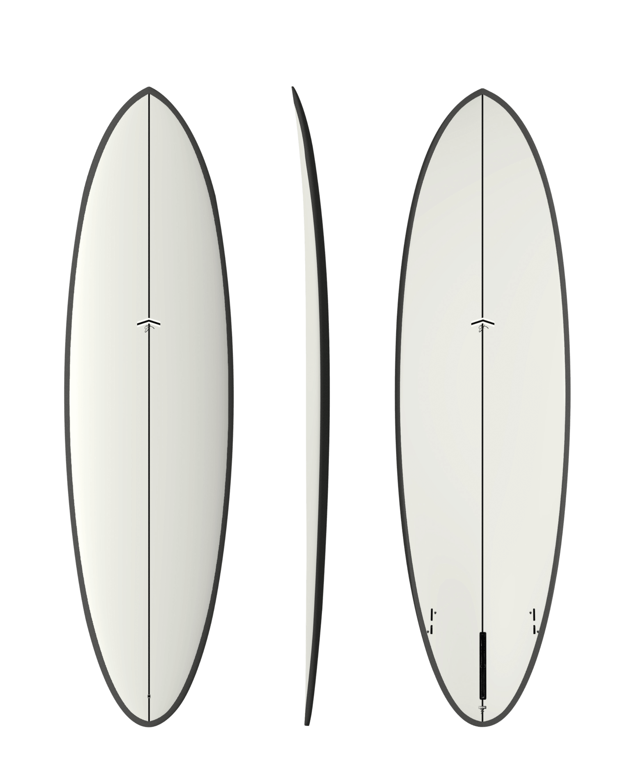 Thunderbolt Surfboards - CJ Nelson - Outlier X 6ft 9 Surfboard - White / Carbon Rail - FCS 2 - Thunderbolt black - SUB6 Surf Store - Surf School - Lifeguard Courses