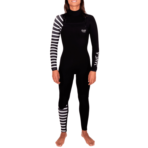 Janga - RIOT GALZ 4/3mm - Black / White - Chest Zip wetsuit for Women - SUB6 Surf Store - Surf School - Lifeguard Courses