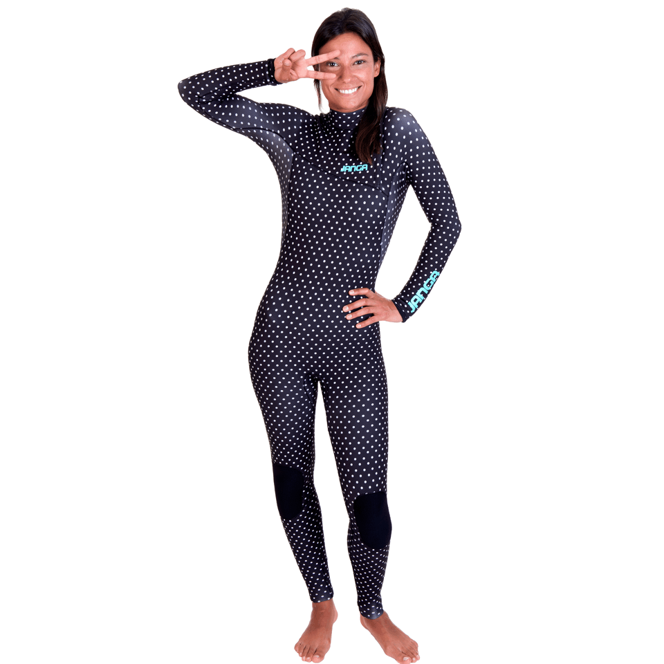 Janga 4/3mm Copy Cat Dotmania - Chest Zip wetsuit for women - SUB6 Surf Store - Surf School - Lifeguard Courses